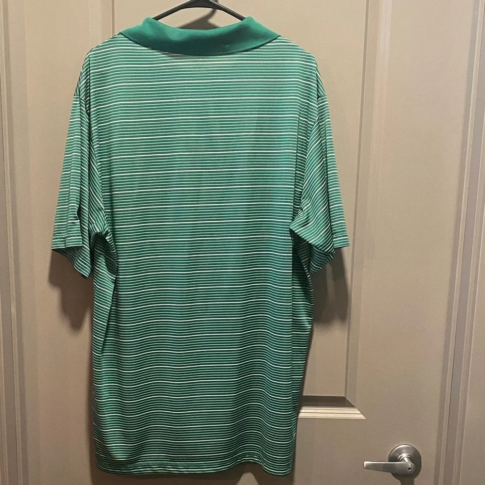 Mens Adidas Climalite Polo XL Green Stripe Performance Golf Shirt